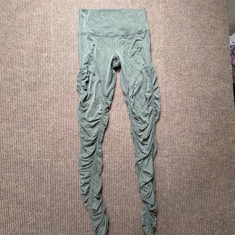 Lululemon RULU Sueded Ruched Leg Leggings Moss Green Size 4